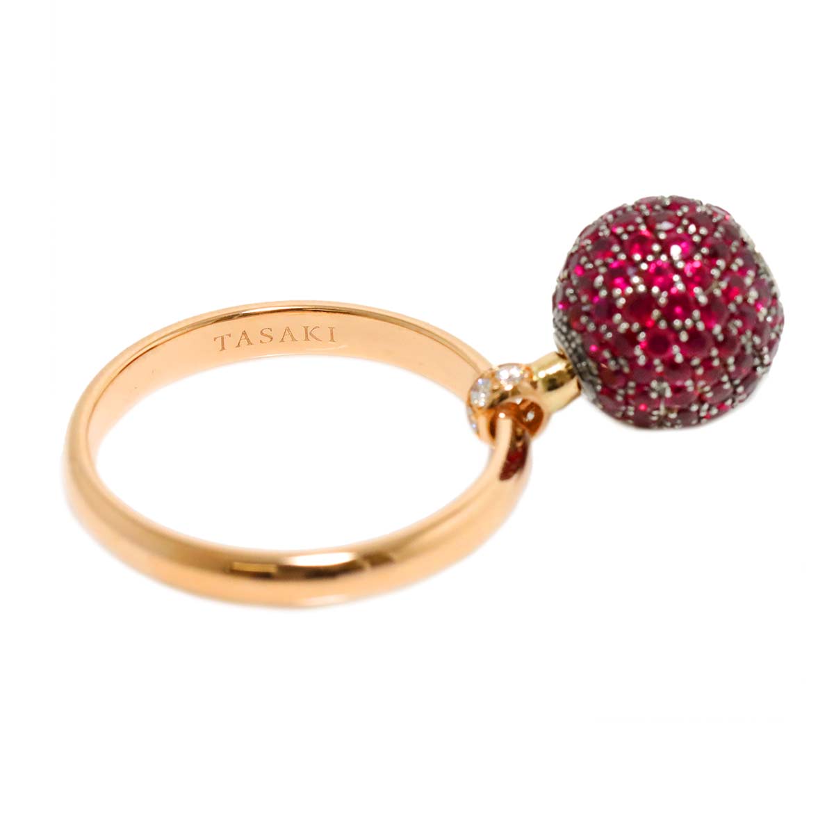 Ruby Diamond 0.07ct Ring 18K PG 750 Size6(US)