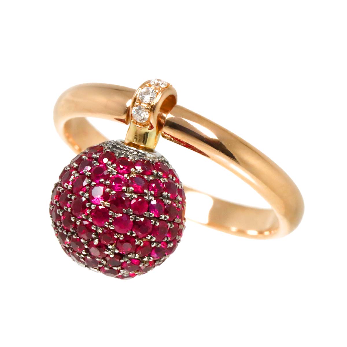 Ruby Diamond 0.07ct Ring 18K PG 750 Size6(US)