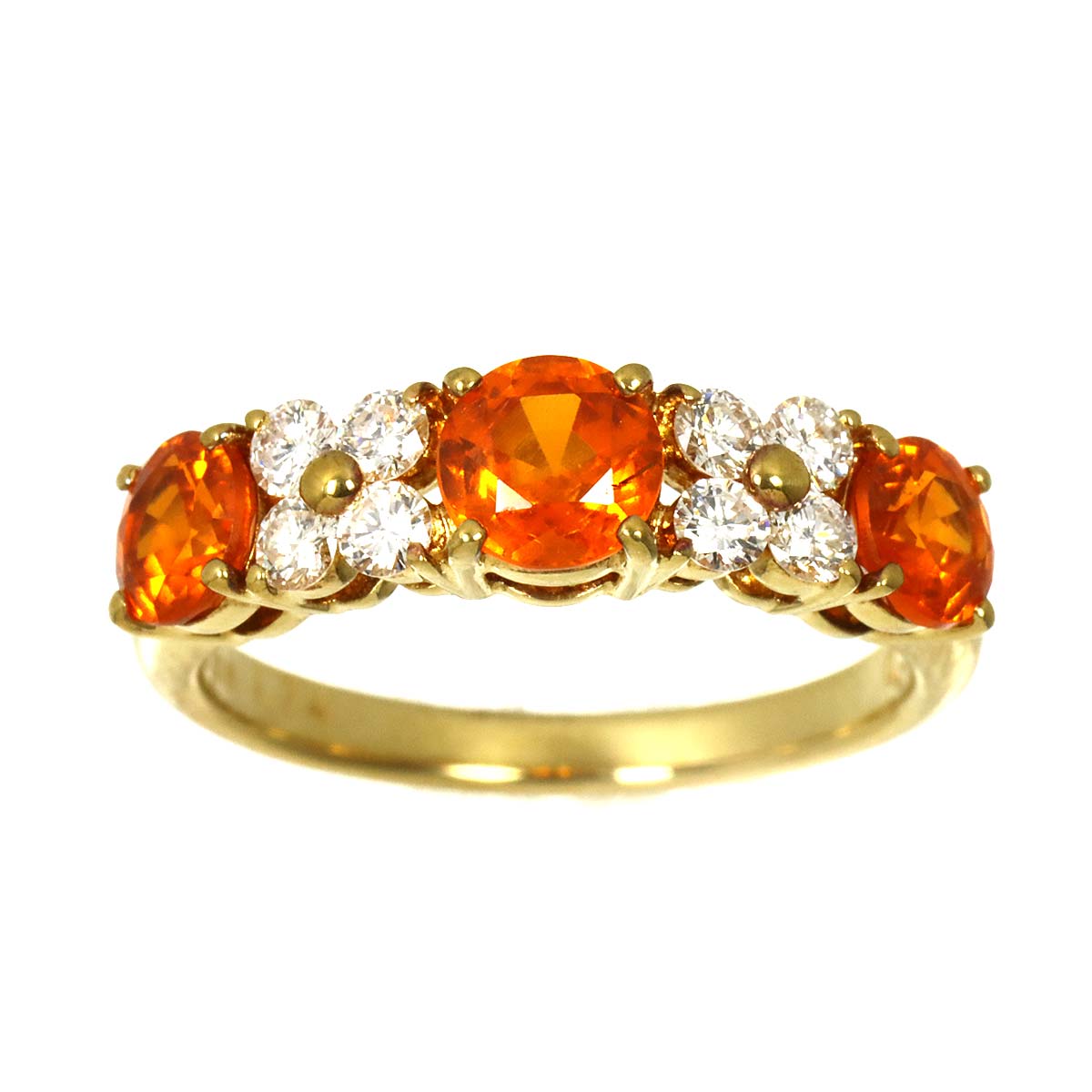 Garnet 1.74ct Diamond 0.33ct Ring 18K YG 750 Size5.5-5.75(US)