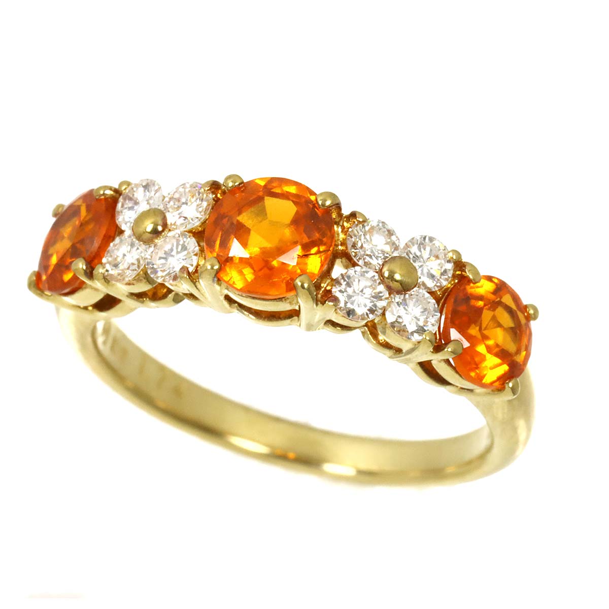 Garnet 1.74ct Diamond 0.33ct Ring 18K YG 750 Size5.5-5.75(US)