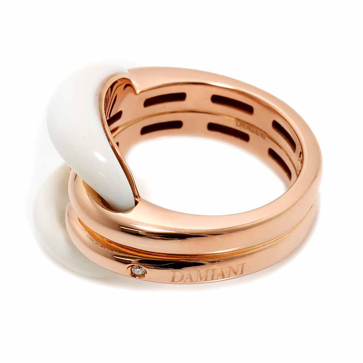 Diamond Ceramic Ring 18K PG 750 size4.75-5(US)