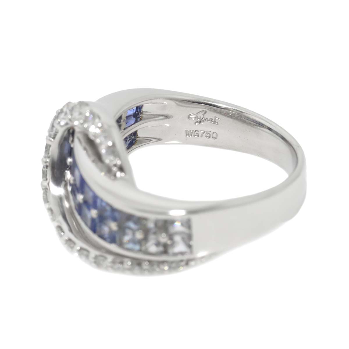 Sapphire 2.10ct Diamond 0.53ct Ring 18K WG 750 Size 5.25(US)
