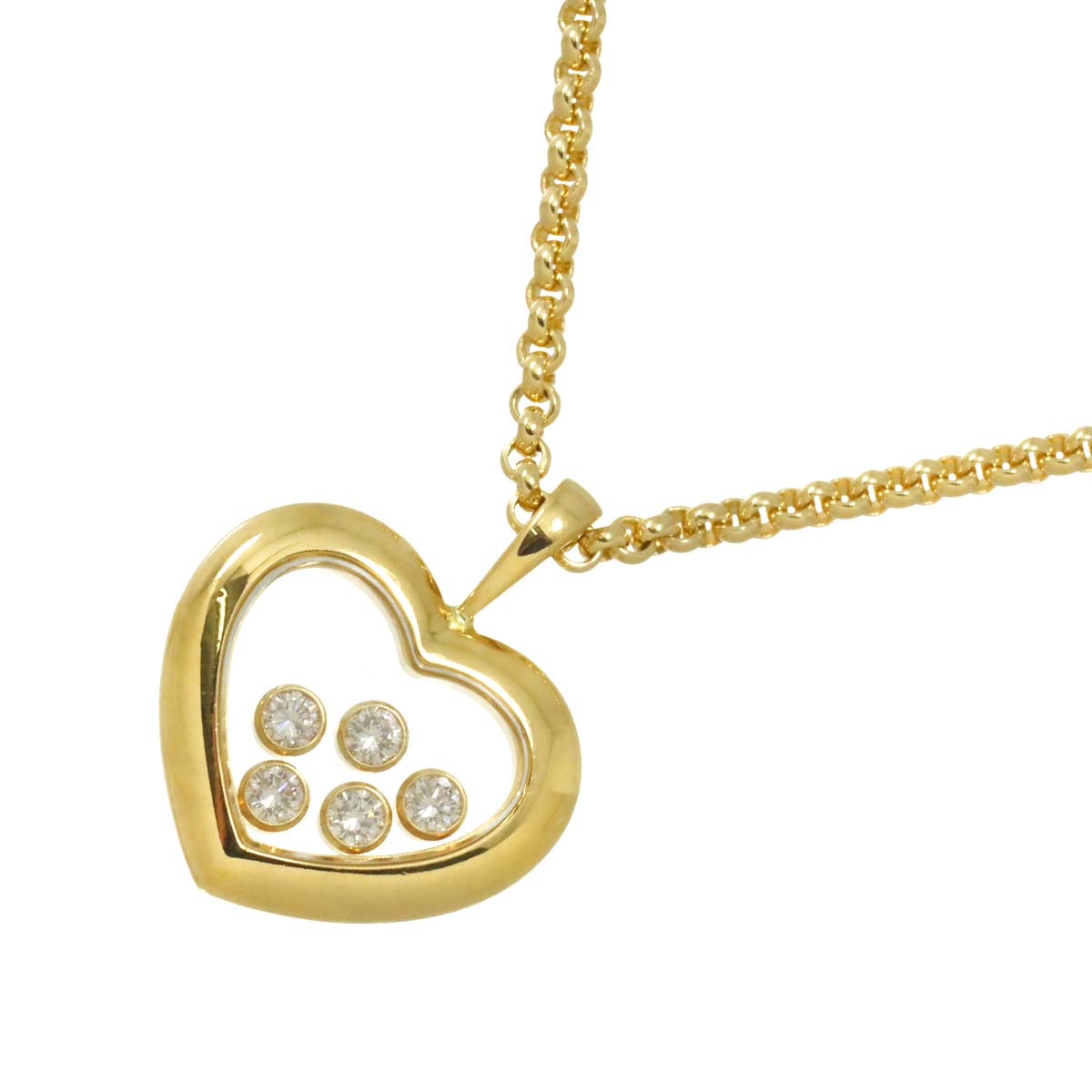 Happy Diamond Heart Necklace 18K Yellow Gold 750