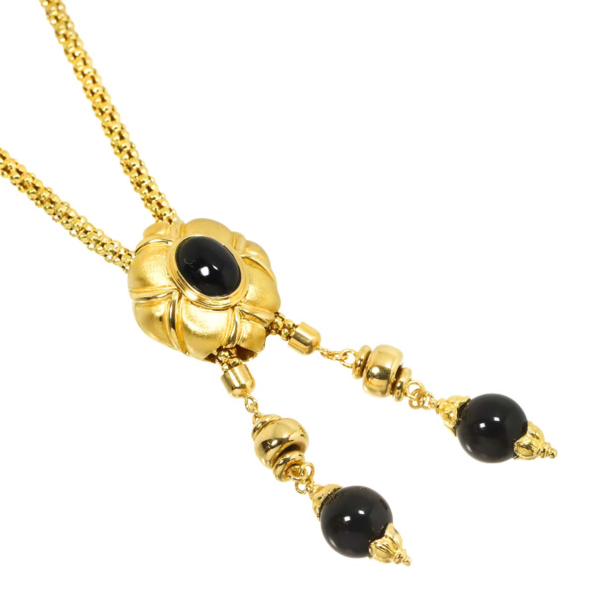 Onyx Long Necklace 18K YG 750