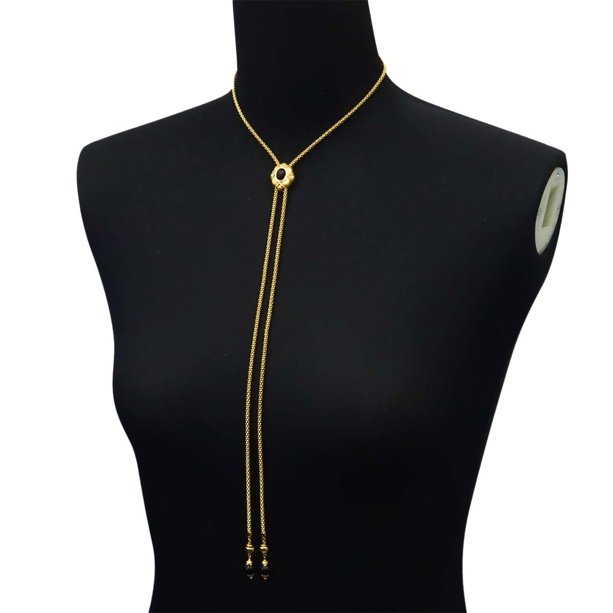 Onyx Long Necklace 18K YG 750