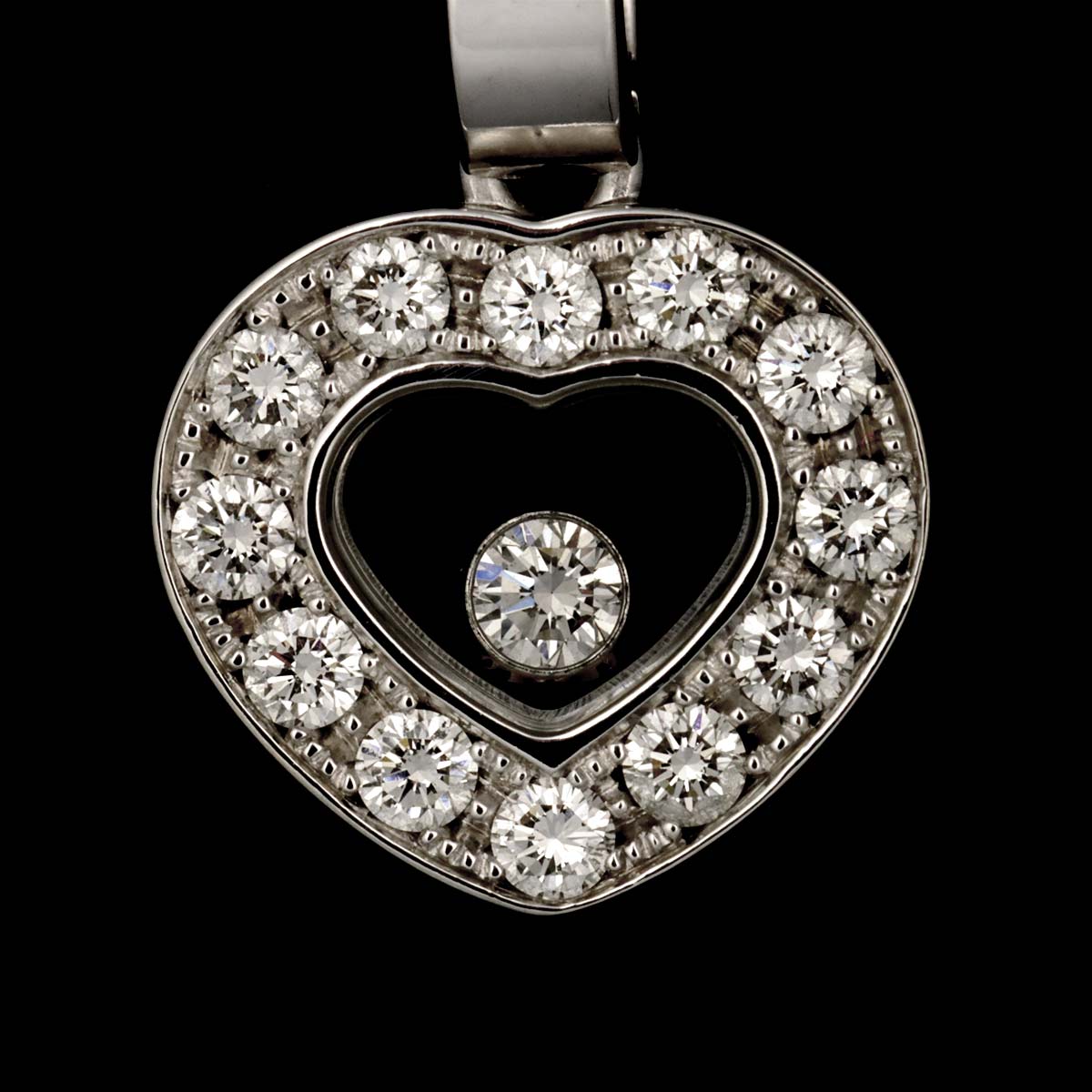 Happy Diamond Heart Necklace 18K White Gold 750