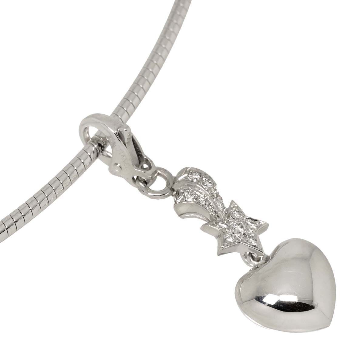 Comet Heart Diamond Necklace 18K White Gold 750