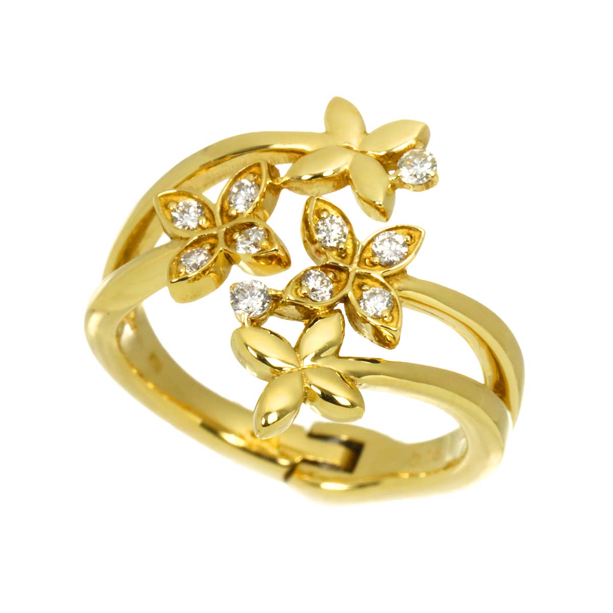 Diamond 0.16ct Ring 18K K18 YG Free size