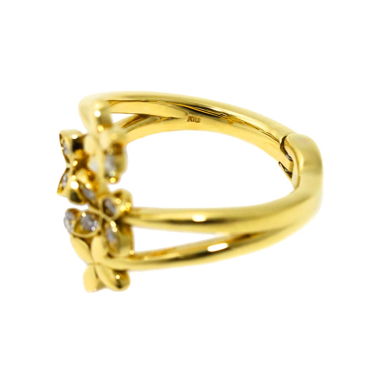 Diamond 0.16ct Ring 18K K18 YG Free size
