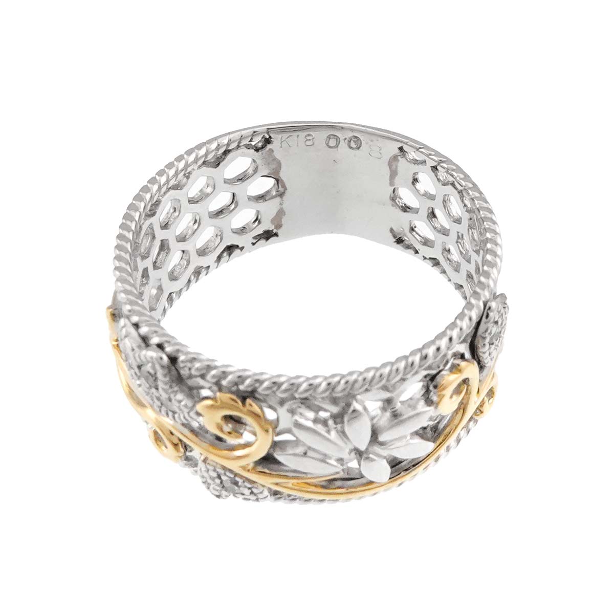 Diamond 0.08ct Ring 18K YG WG Yellow White Gold 750 size5.25-5.5(US)