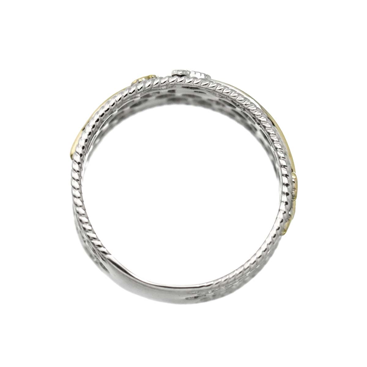 Diamond 0.08ct Ring 18K YG WG Yellow White Gold 750 size5.25-5.5(US)