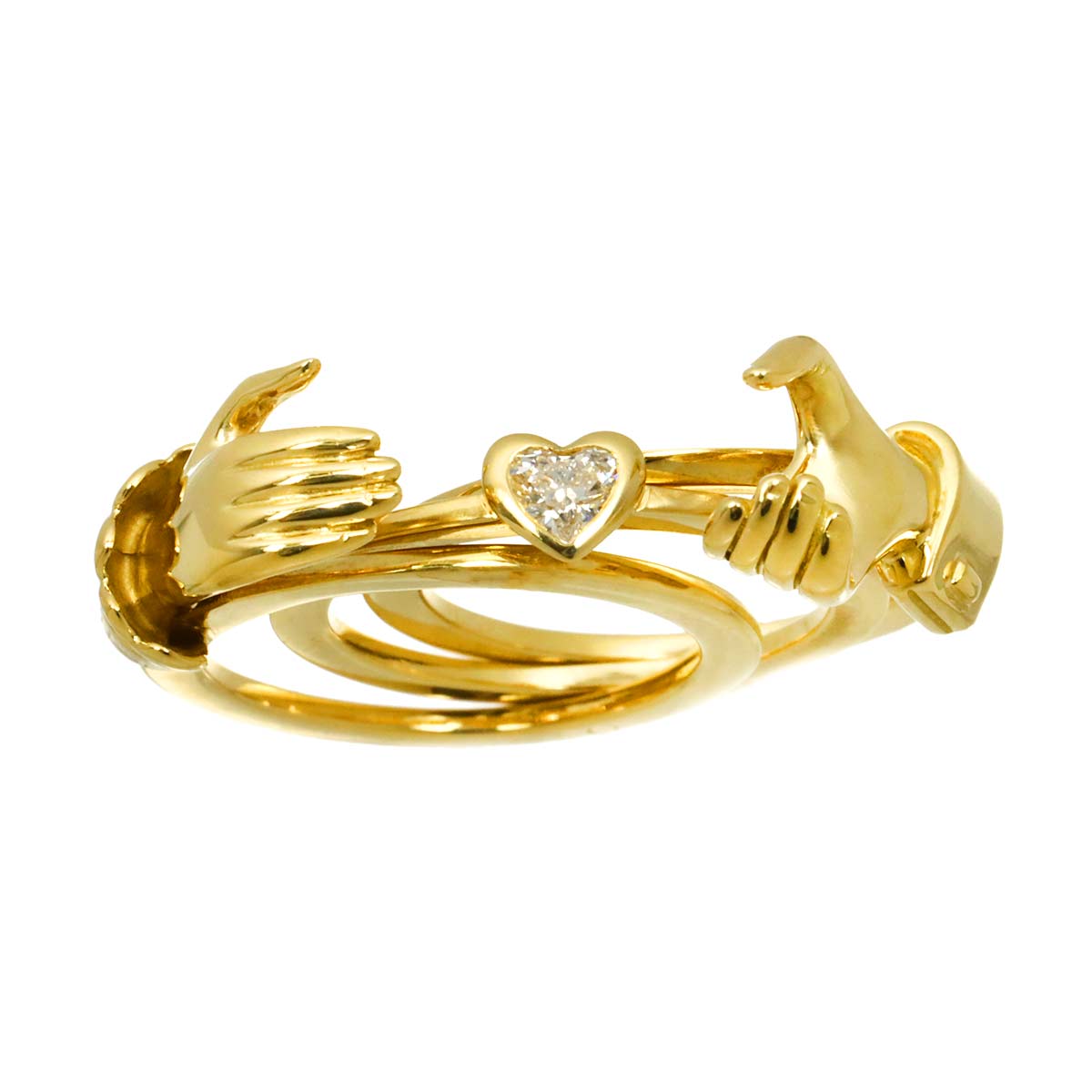 Diamond Ring 18K YG Yellow Gold 750 5.75-6(US)