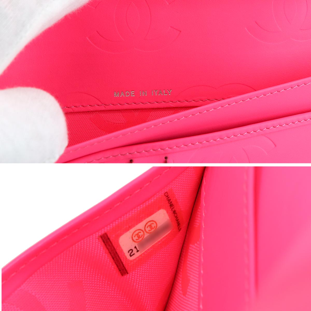 Cambon Line Zipped Around Long Wallet Leather Black A48660