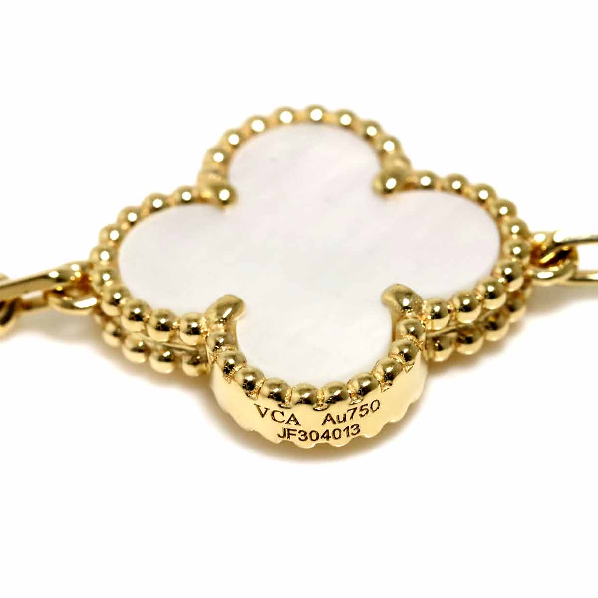 Vintage Alhambra Mother of Pearl MOP Necklace 18K YG