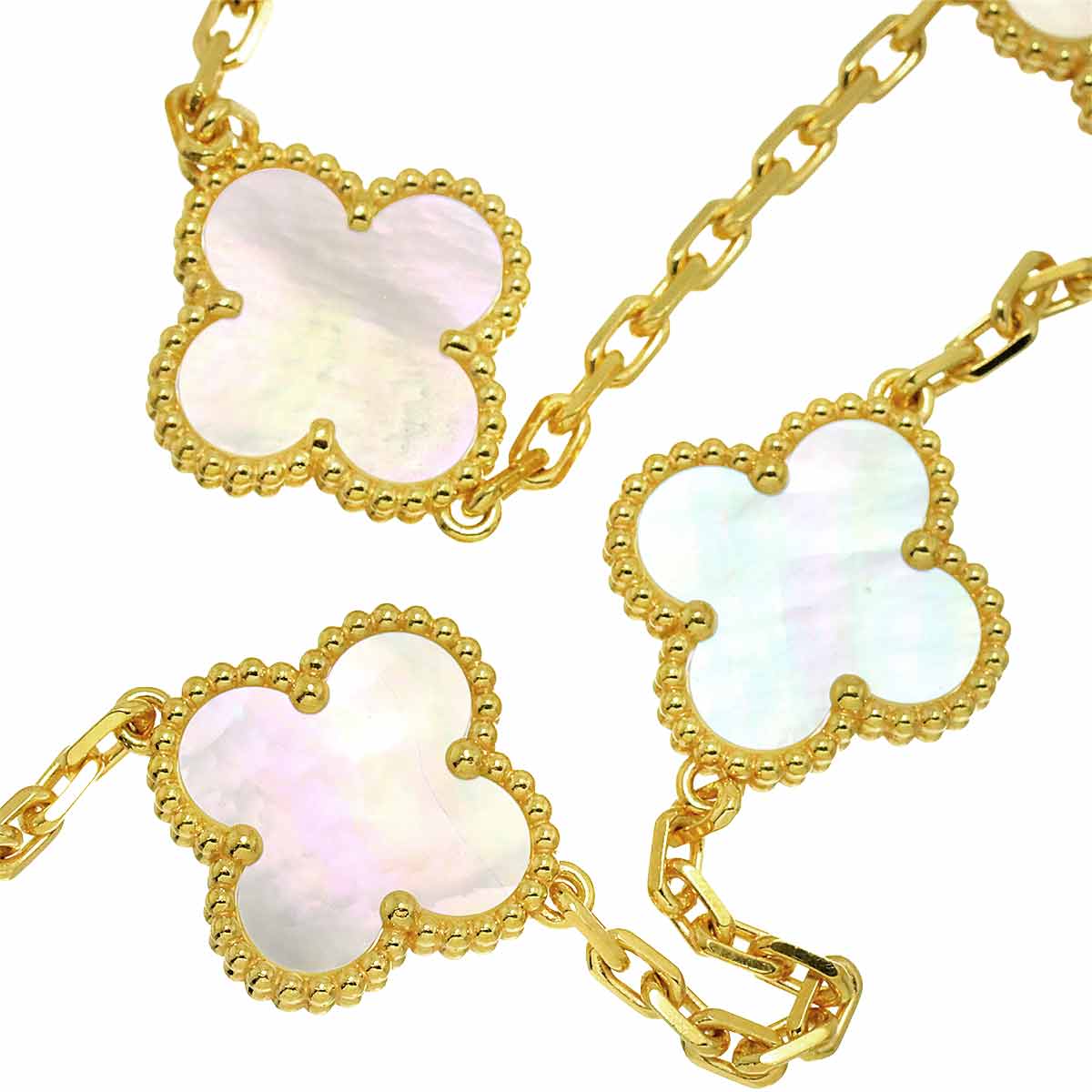 Vintage Alhambra Mother of Pearl MOP Necklace 18K YG