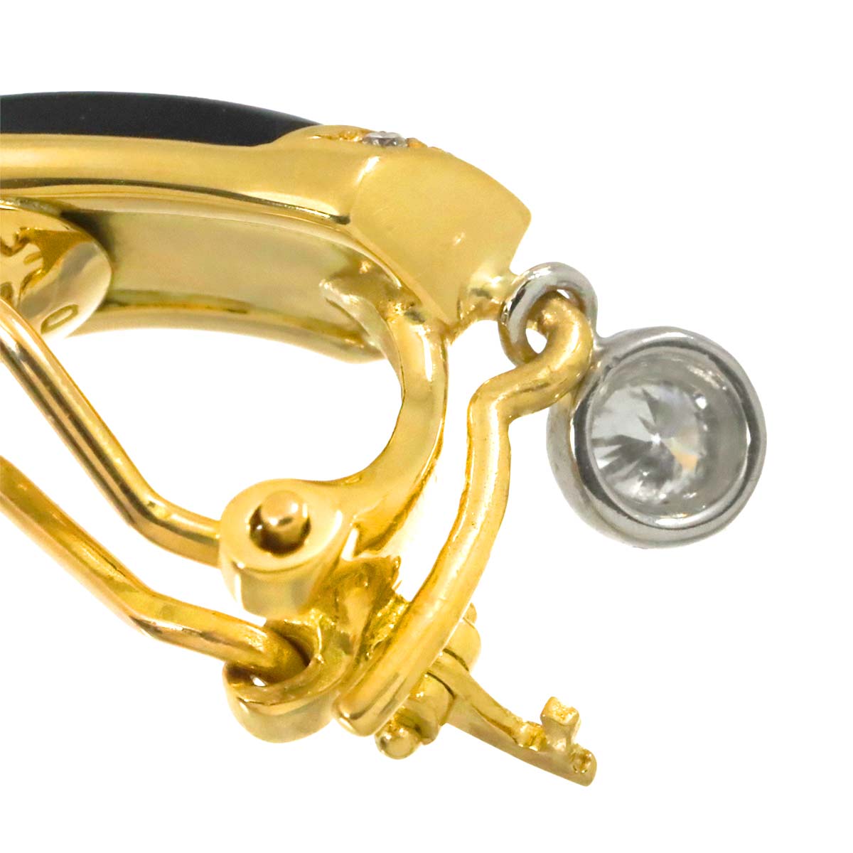 Onyx Diamond 0.09ct/0.08ct Earrings Clip on 18K YG Pt