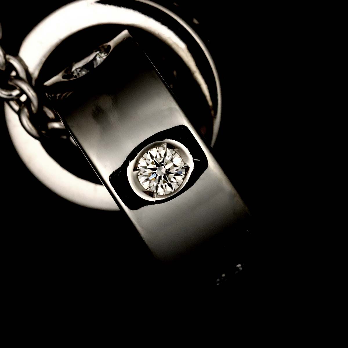 Double Logo Diamond Necklace 18K White Gold 750