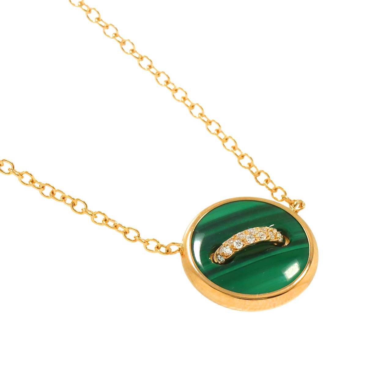 Pom Pom Dot Malachite MOP Diamond Necklace 18K PG 750