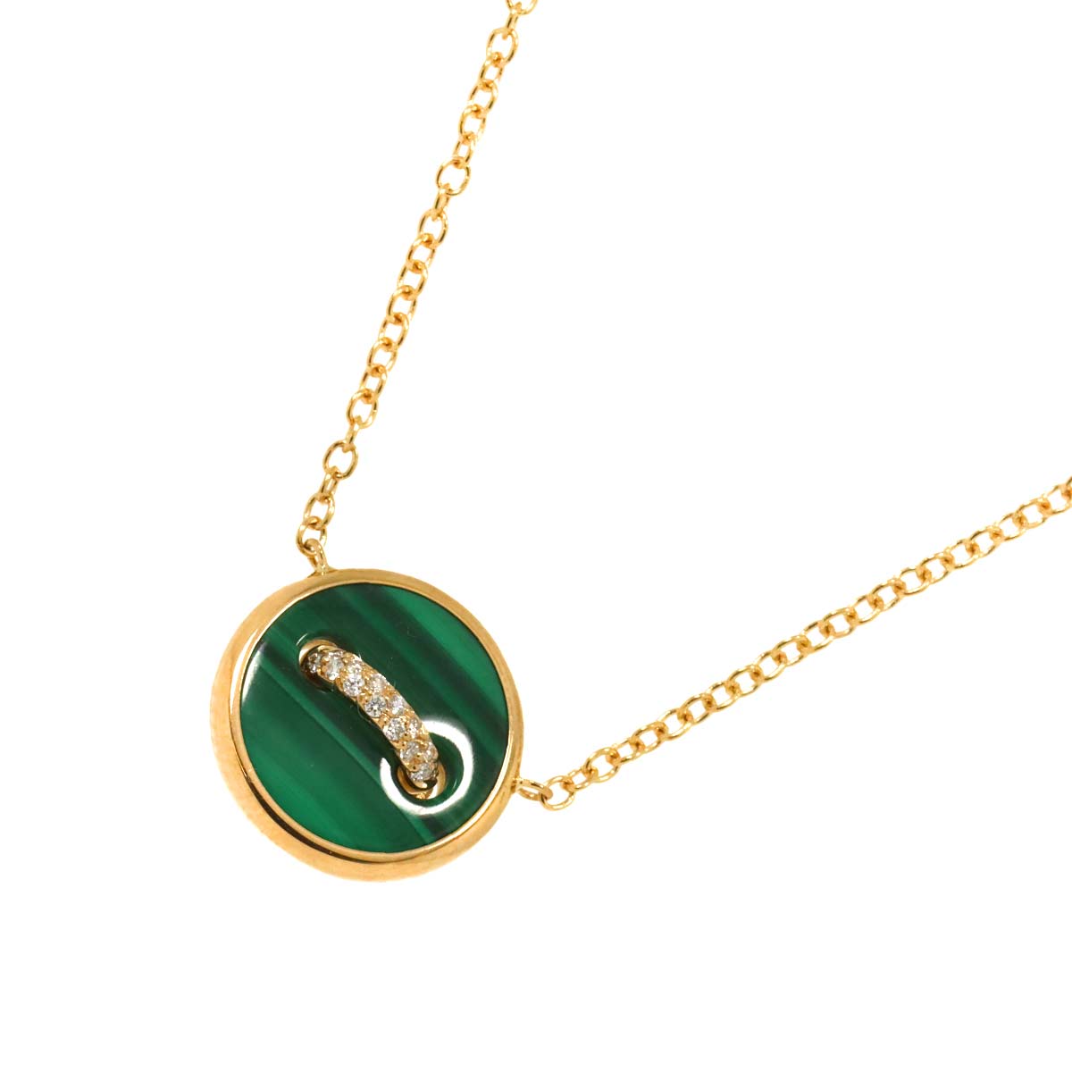 Pom Pom Dot Malachite MOP Diamond Necklace 18K PG 750
