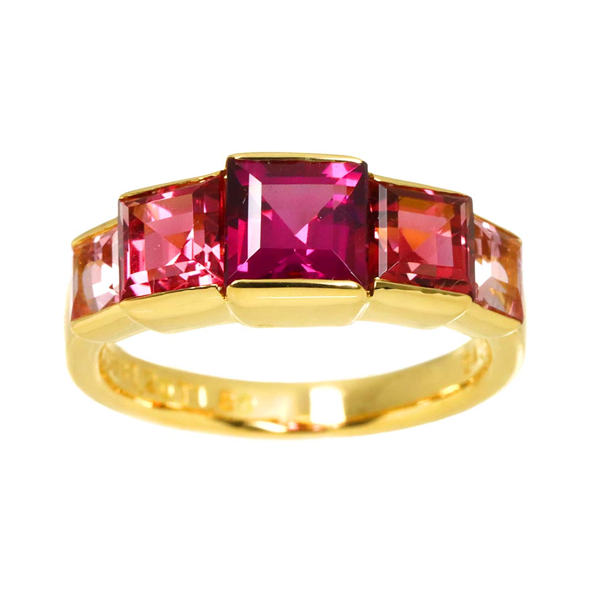 Tourmaline 1.80ct Garnet 1.20ct Ring 18K YG 750 Size6(US)