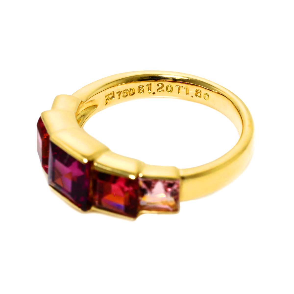 Tourmaline 1.80ct Garnet 1.20ct Ring 18K YG 750 Size6(US)