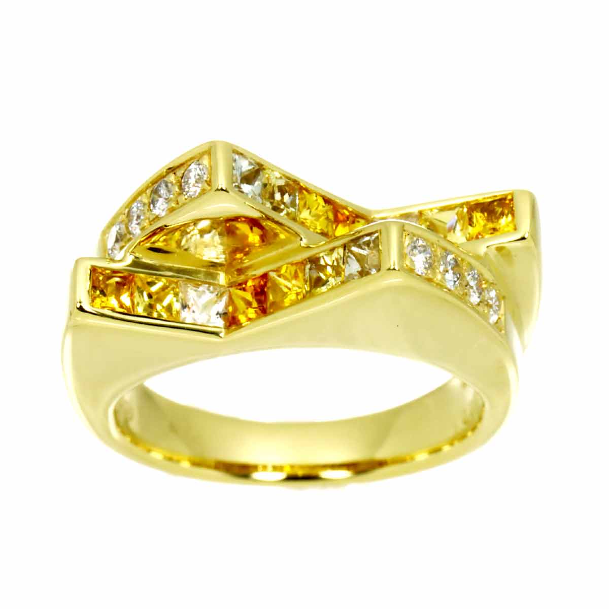 Sapphire 1.22ct Diamond 0.19ct Ring 18K YG 750 Size6.25-6.5(US)