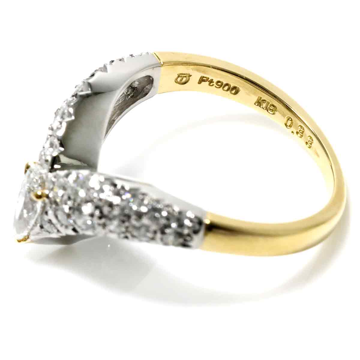 Diamond 0.33/0.34ct Ring Pt 18K YG 750 Size5.25(US)