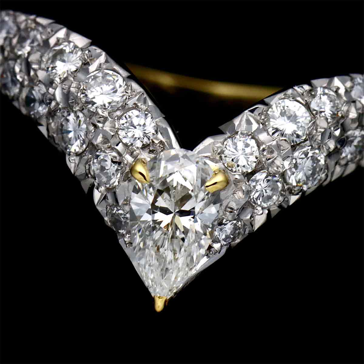 Diamond 0.33/0.34ct Ring Pt 18K YG 750 Size5.25(US)