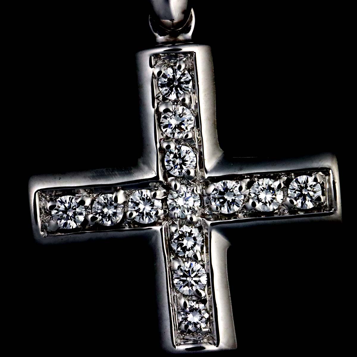 Cross Diamond Necklace K18 18K WG White Gold 750
