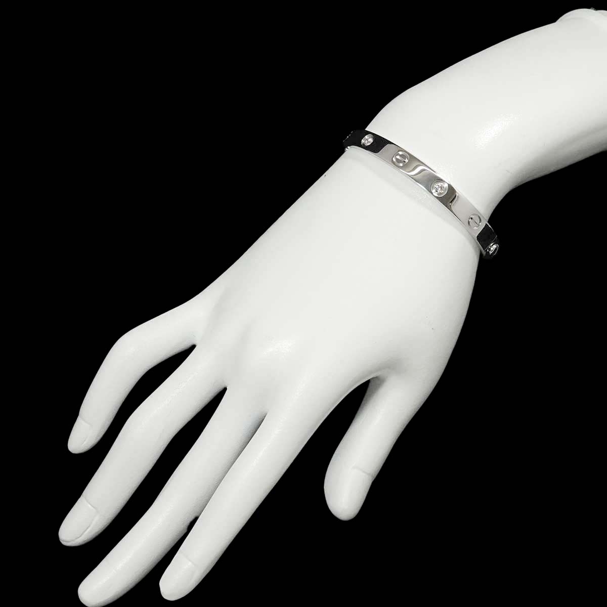 Love Bracelet Diamond 4P Bangle 18K WG 750 Size16