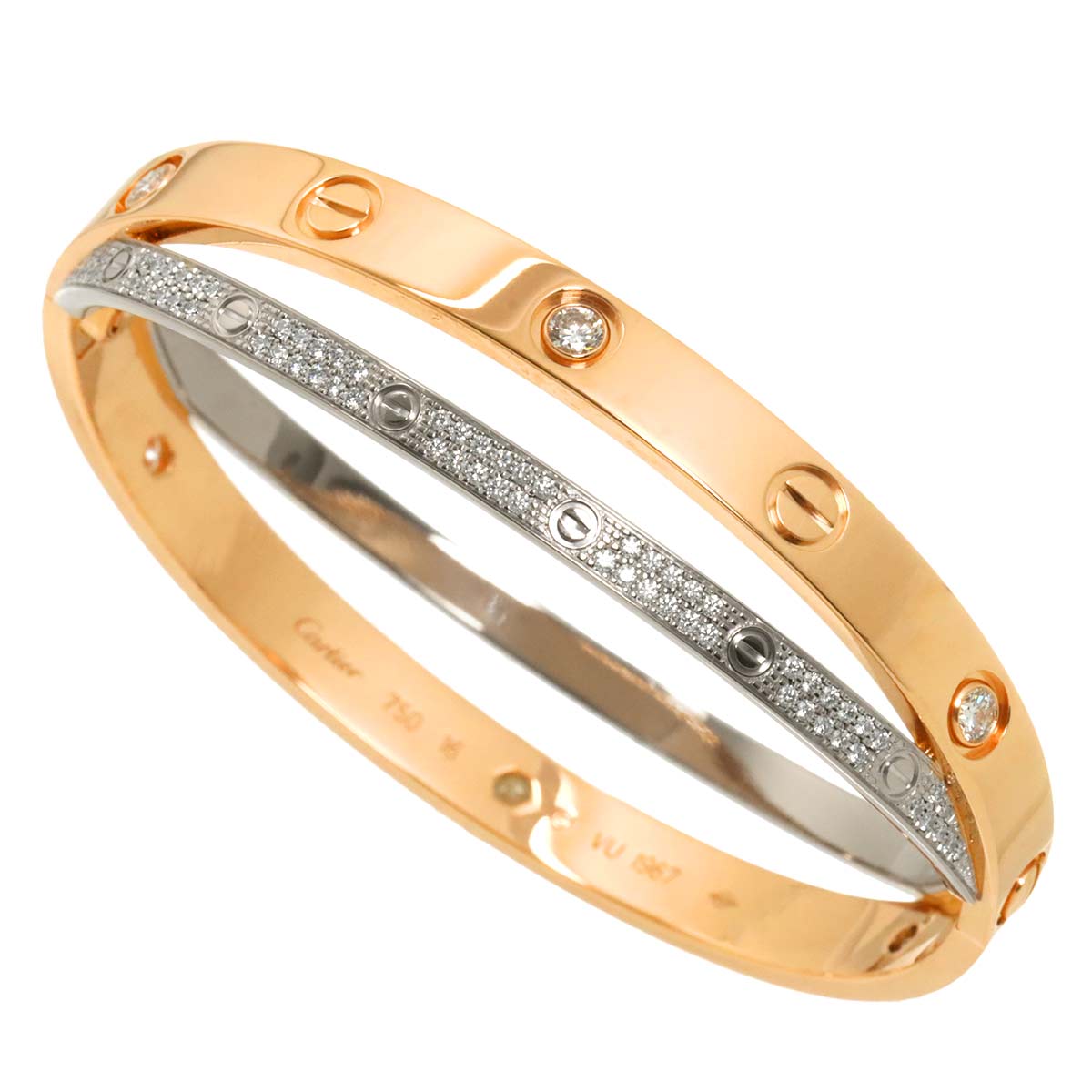 Love Bracelet Diamond 18K K18 PG WG 750 size16