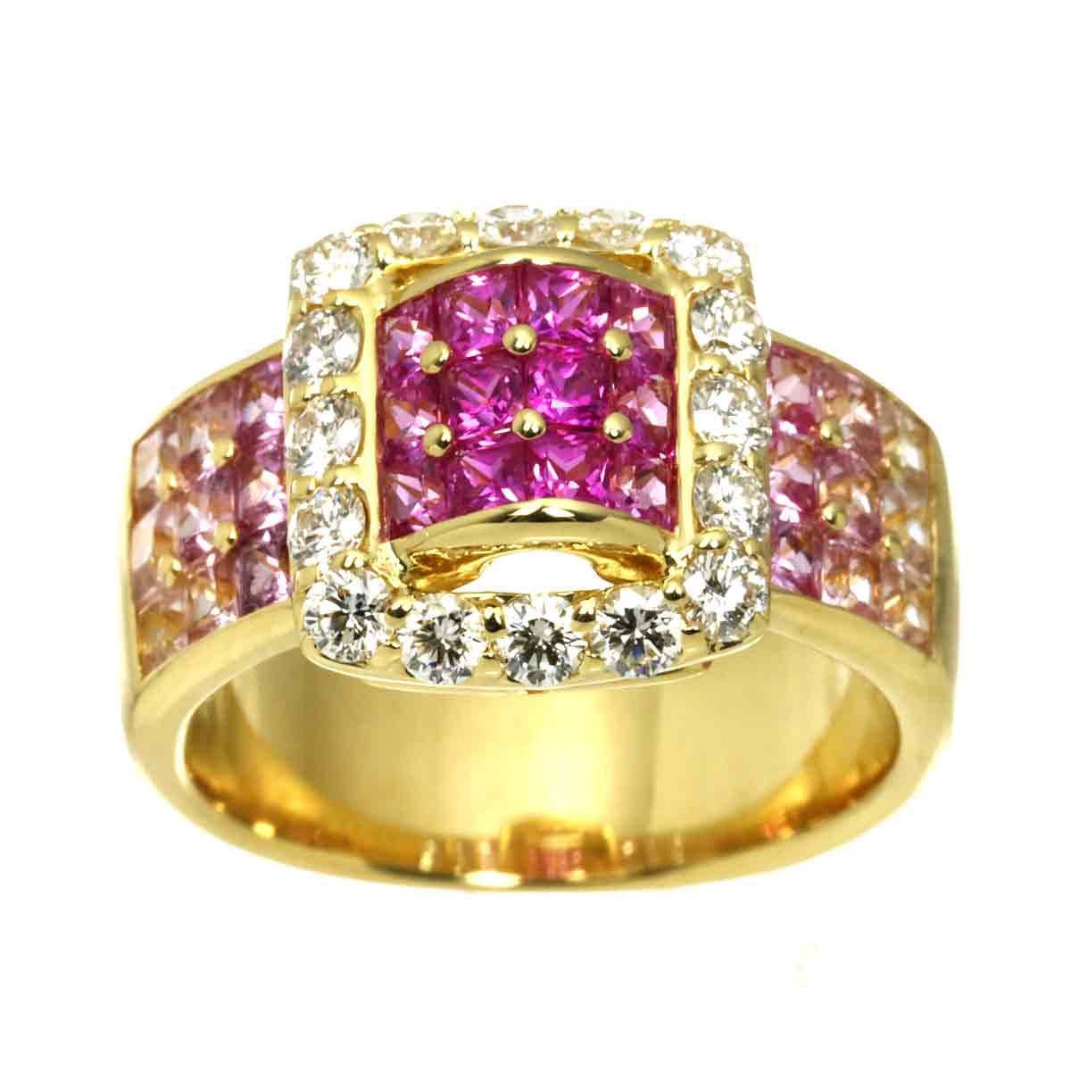 Sapphire 2.04ct Diamond 0.67ct Ring 18K YG 750 Size5.5-5.75(US)