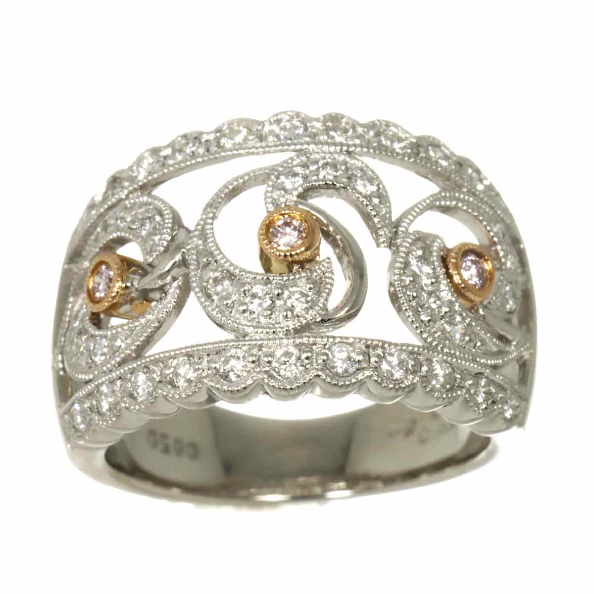 Diamond 0.50ct Ring Pt 18K PG 750 Size5.5-5.75(US)