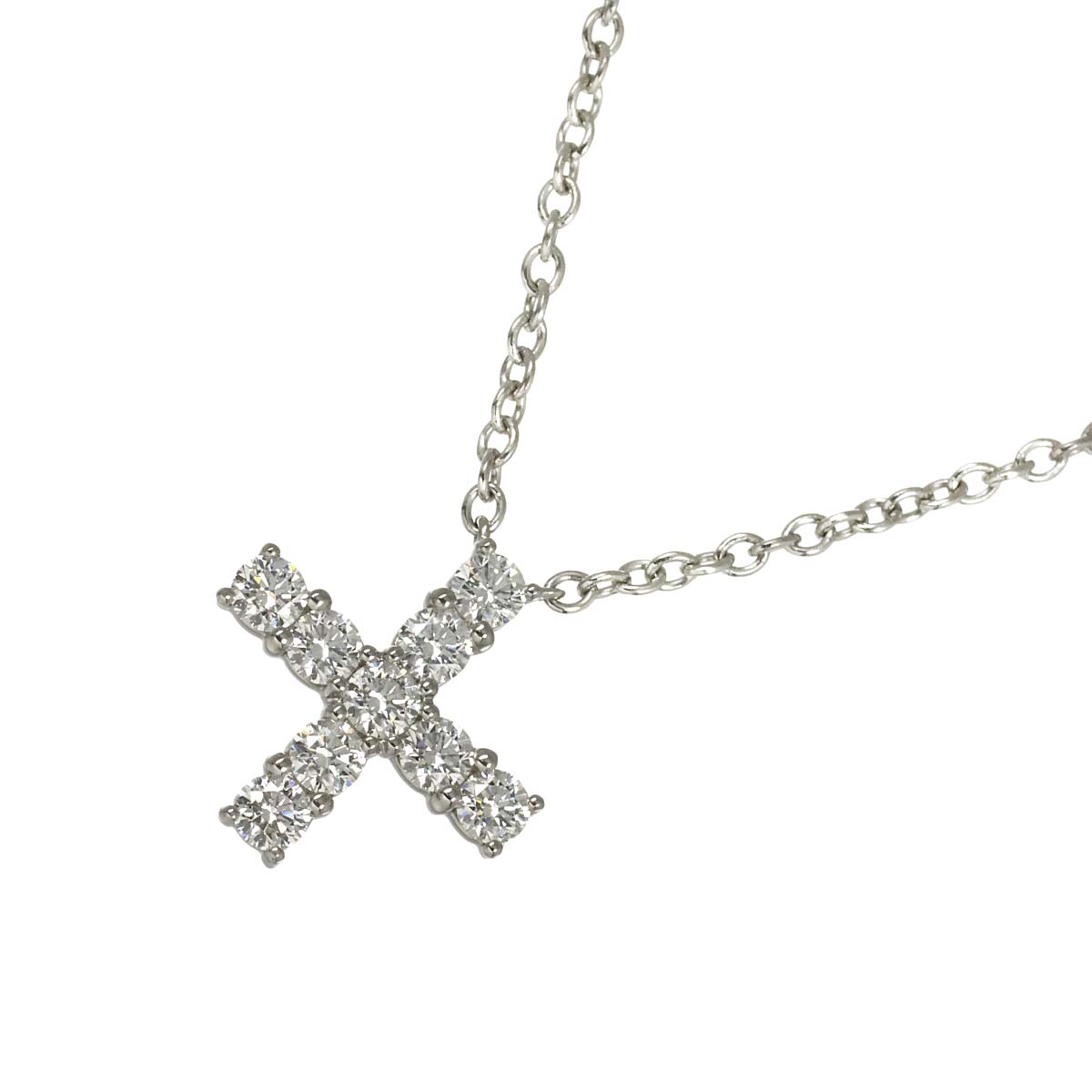 Mini Cross Diamond Necklace Pt