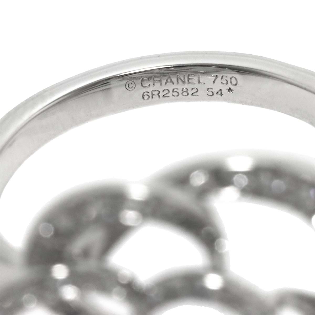 Camellia Diamond Ring 18K White Gold 750 size54 6.5-6.75(US)