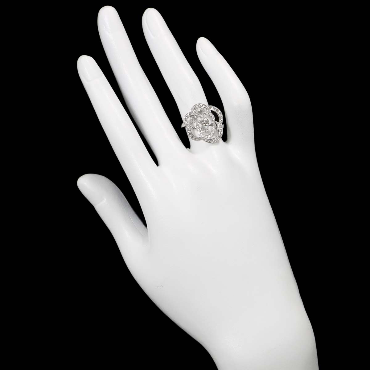 Camellia Diamond Ring 18K White Gold 750 size54 6.5-6.75(US)