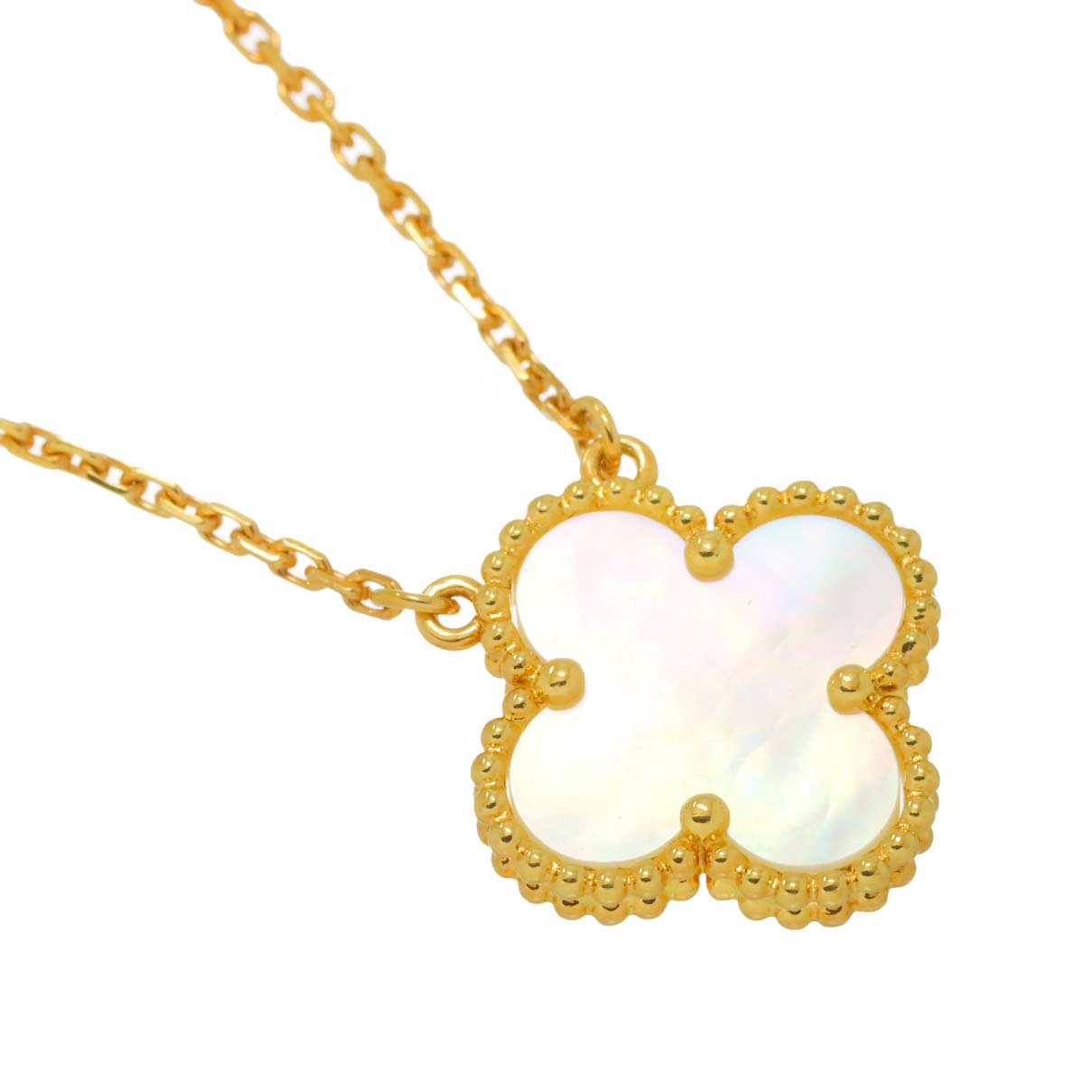 Vintage Alhambra MotherofPearl MOP Necklace 18K YG 750