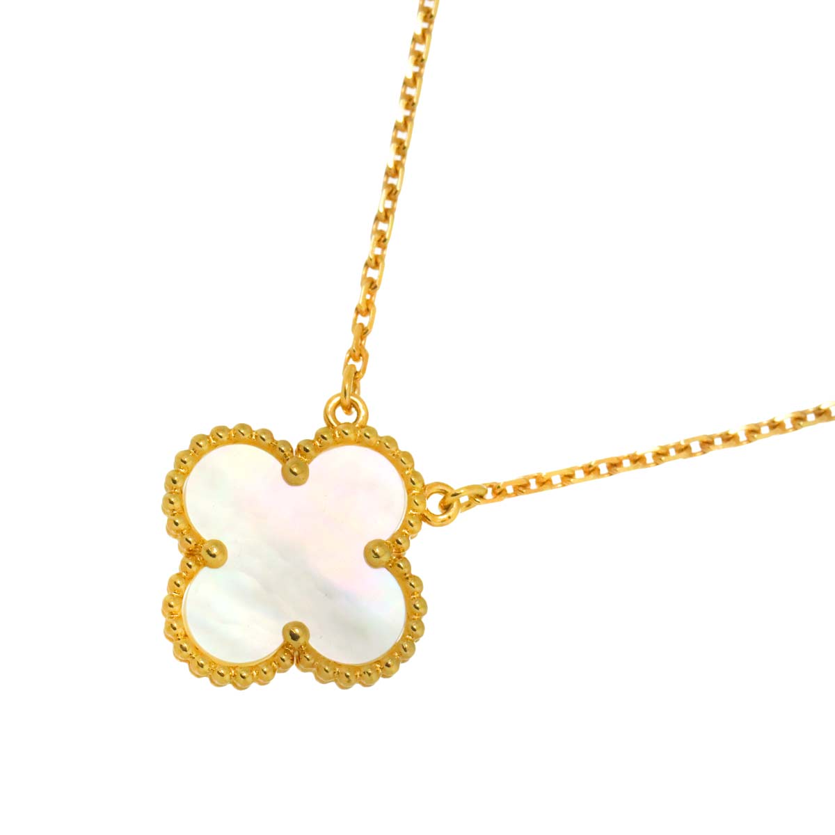 Vintage Alhambra MotherofPearl MOP Necklace 18K YG 750