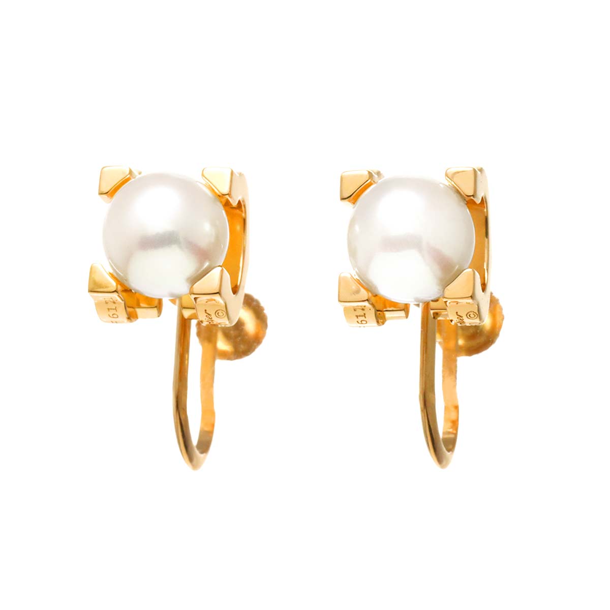 C De Akoya Pearl 6.5mm Earrings 18K PG 750