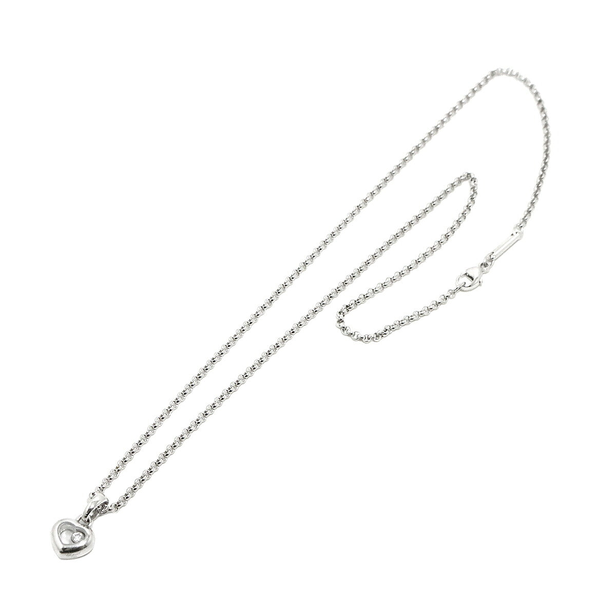 Happy Diamond Heart Necklace 18K White Gold 750