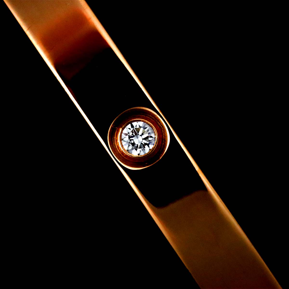 Love Bracelet SM Half Diamond Bangle 18K Pink Gold 750 Size16