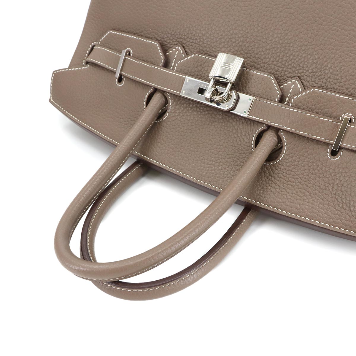 Birkin 35 Taurillon Clemence Etoupe Hand Bag Purse Beige