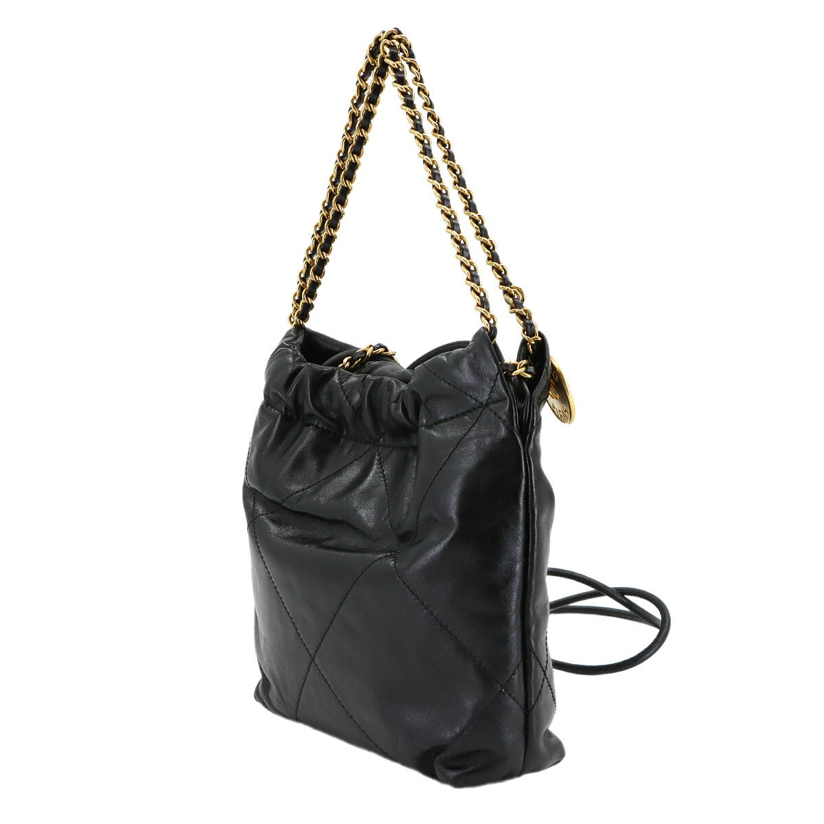 CHANEL 22 Mini Chain Hand Shoulder Bag Leather Black AS3980 Purse