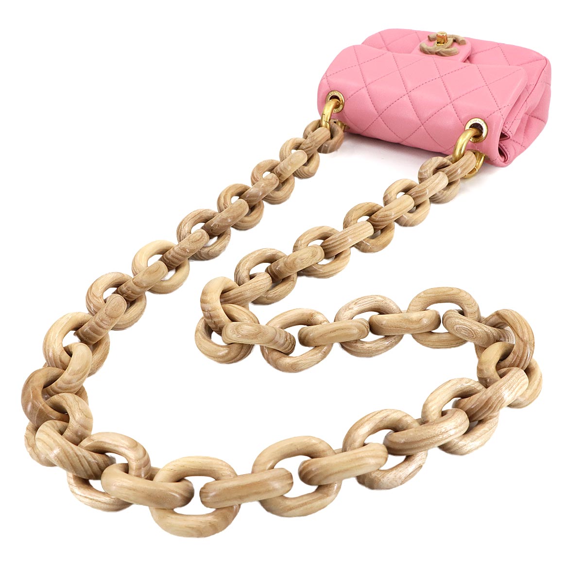 Mini Matelasse Shoulder Bag Leather Wenge Wood Pink AS4165