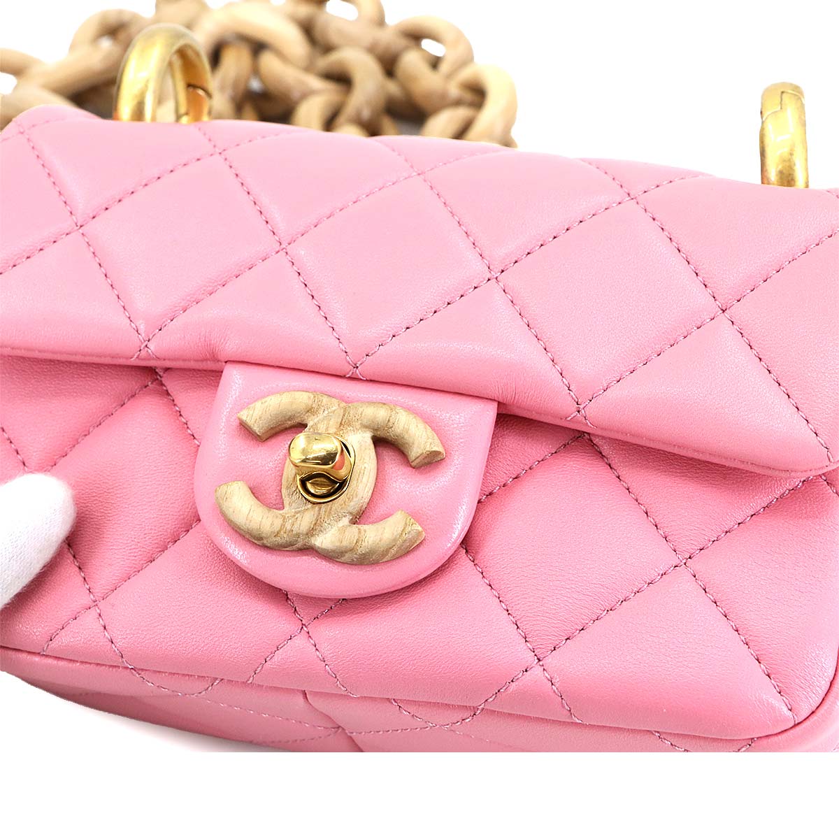 Mini Matelasse Shoulder Bag Leather Wenge Wood Pink AS4165