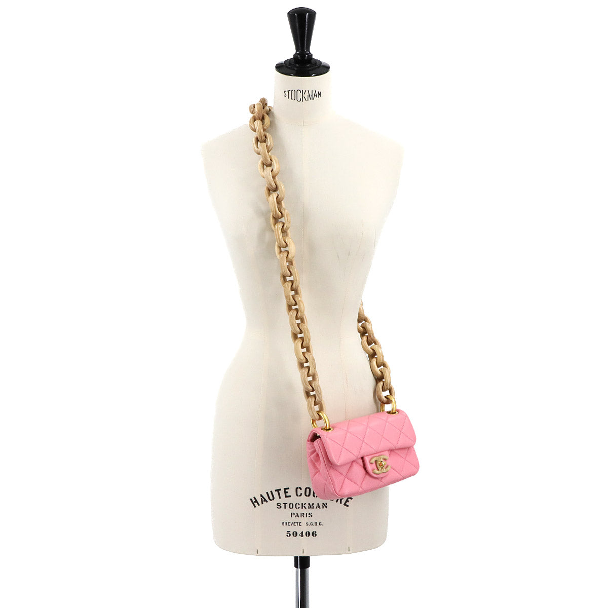 Mini Matelasse Shoulder Bag Leather Wenge Wood Pink AS4165