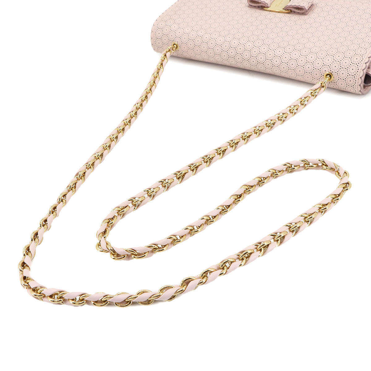 Ginny Vara Ribbon Shoulder Bag Leather Pink