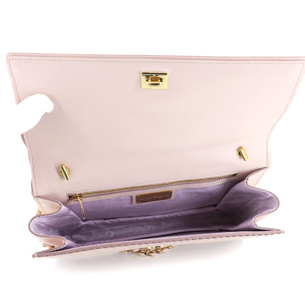 Ginny Vara Ribbon Shoulder Bag Leather Pink