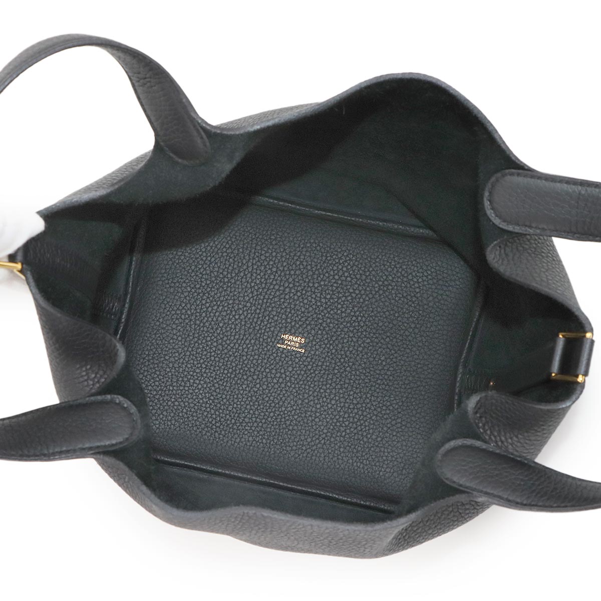 Picotin Lock MM Hand Bag Taurillon Clemence Black Purse