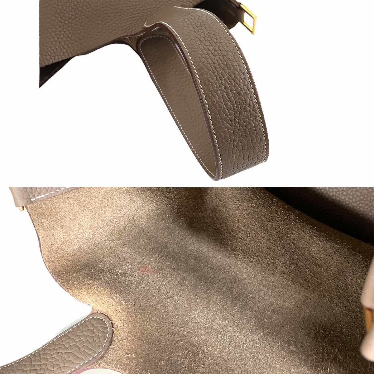 Picotin Lock GM Hand Bag Taurillon Clemence Etoupe Purse